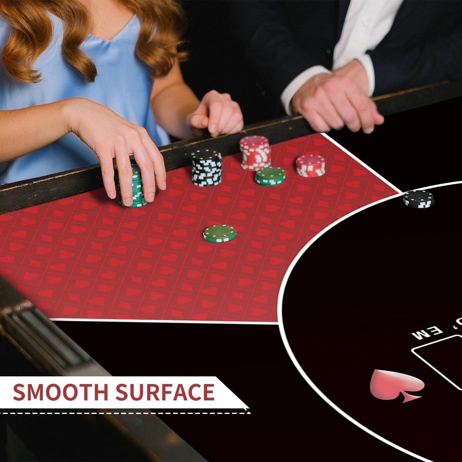 LaiEr 60/80/100/120/140/160cm Quadratische Poker Matte Texas Hold'em Poker Gummimatte Poker Topper für Tische Faltbare Tragbare Poker Tischplatte Layoutw für Poker Spiele Blackjack Casino(140 * 140cm)