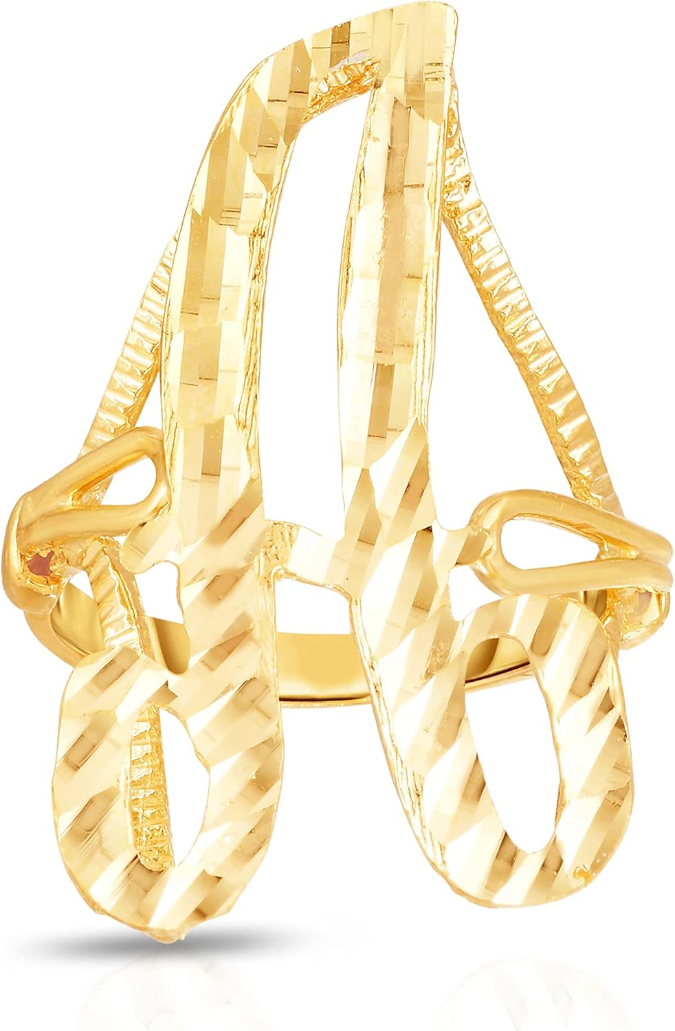 Floreo 10k Yellow Gold A-Z Extra Large Cursive Letter Initial Ring