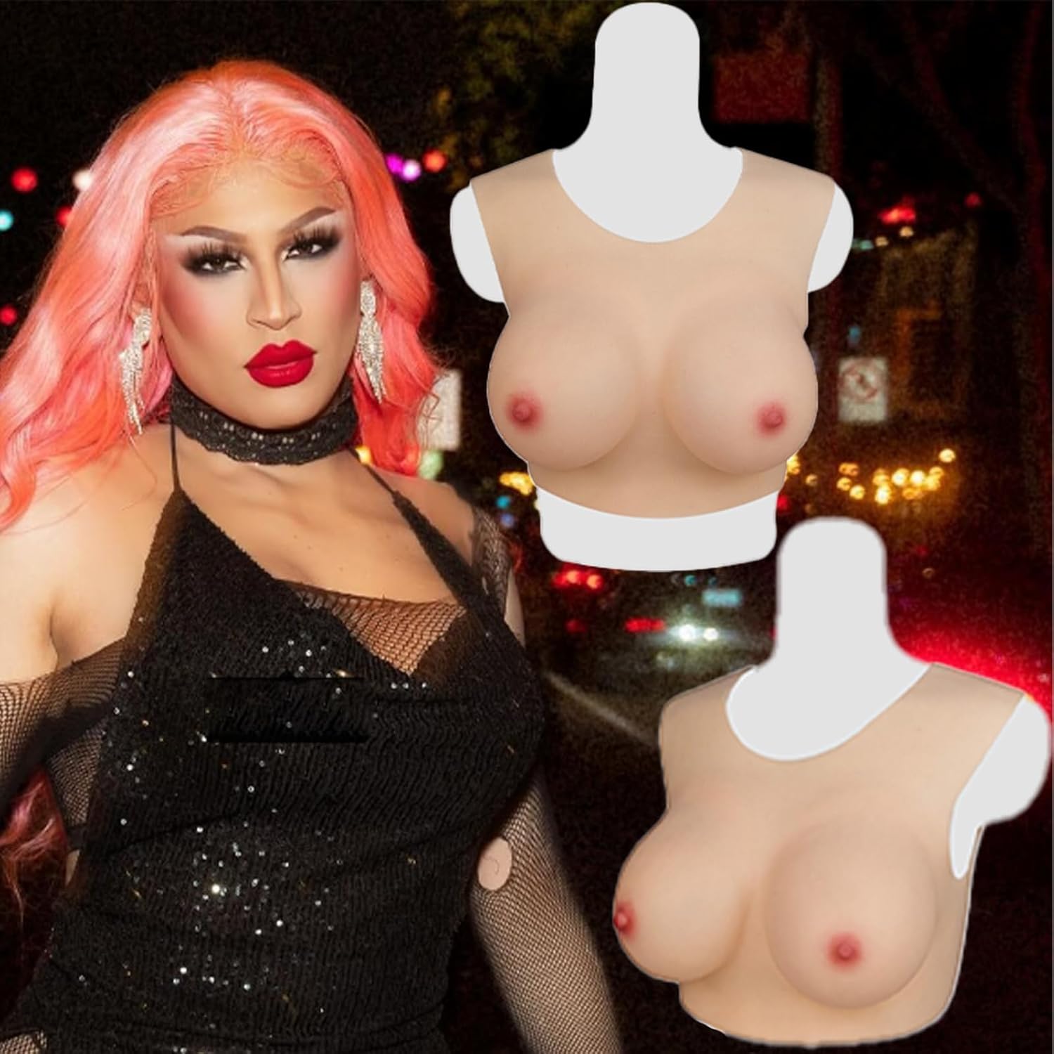 シリコンブレスト リアル シリコン ブレストプレート フェイクブレスト フォーム C-G カップ 女装 ドラッグ クイーン MTF