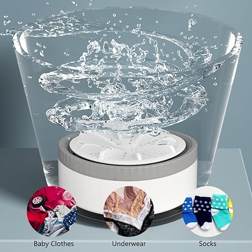 Miniatura 4 de Lavadora portátil con alimentación USB, mini lavadora de turbina sónico de 3 modos de lavado de viaje para viajes de negocios, hogar, apartamento,