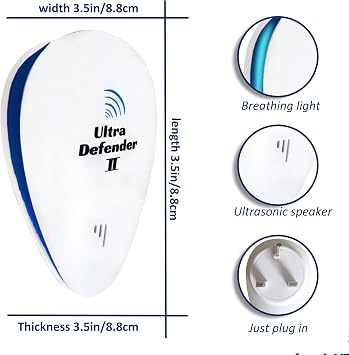 Ultrasonic Pest Repeller, 2 Pack Electronic Plug In, Plus Free Personal Mobile Device, Latest Model, Non Toxic, Eco-Friendly, Repellent For Spiders, Flies, Mosquitoes, Mice, Rats, Ants, Wasps, Bugs