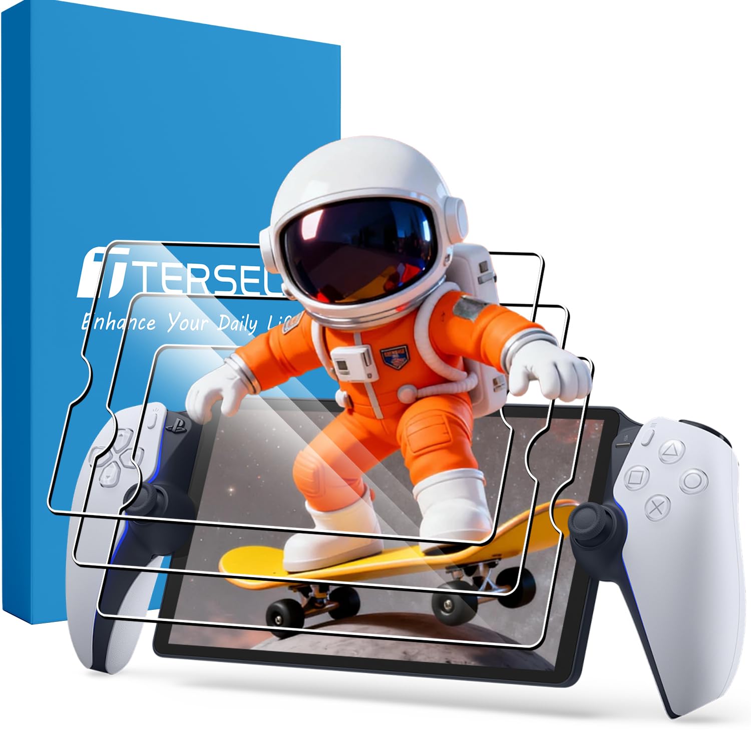 T Tersely 【3 Pack】 Tempered Glass Screen Protector for Sony PS5 Playstation Portal Remote Player 8 inch - PlayStation 5, Ultra Clear, Anti-Fingerprint, Easy to Install