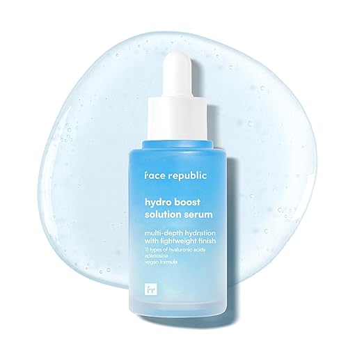 Face Republic Hydro Boost Solution Serum 1.5 fl oz 1.52 fl oz | Ácidos hialurónicos, adenosina | Hidratante, Refinador | Antiarrugas | Sin color
