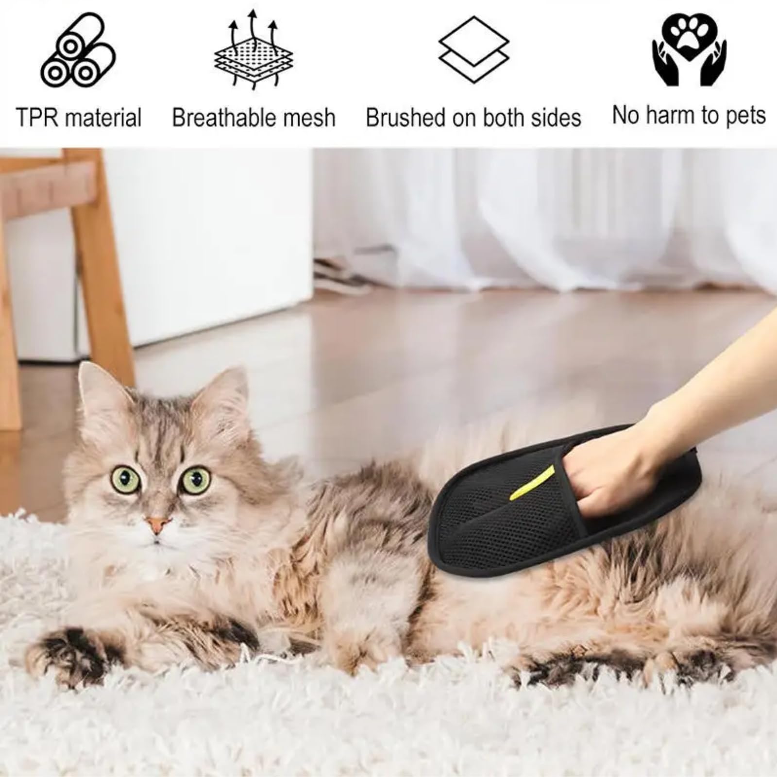 2pcs Pet Hair Removal Glove,Double Sided Pet Grooming Gloves,Bathing Static Removal Gloves Pet Hair,Pet Hair Removal Glove,Cat Dog Hair Remover,Pet Hair Glove,Reusable Cat Hair Remover for Washing - Image 3