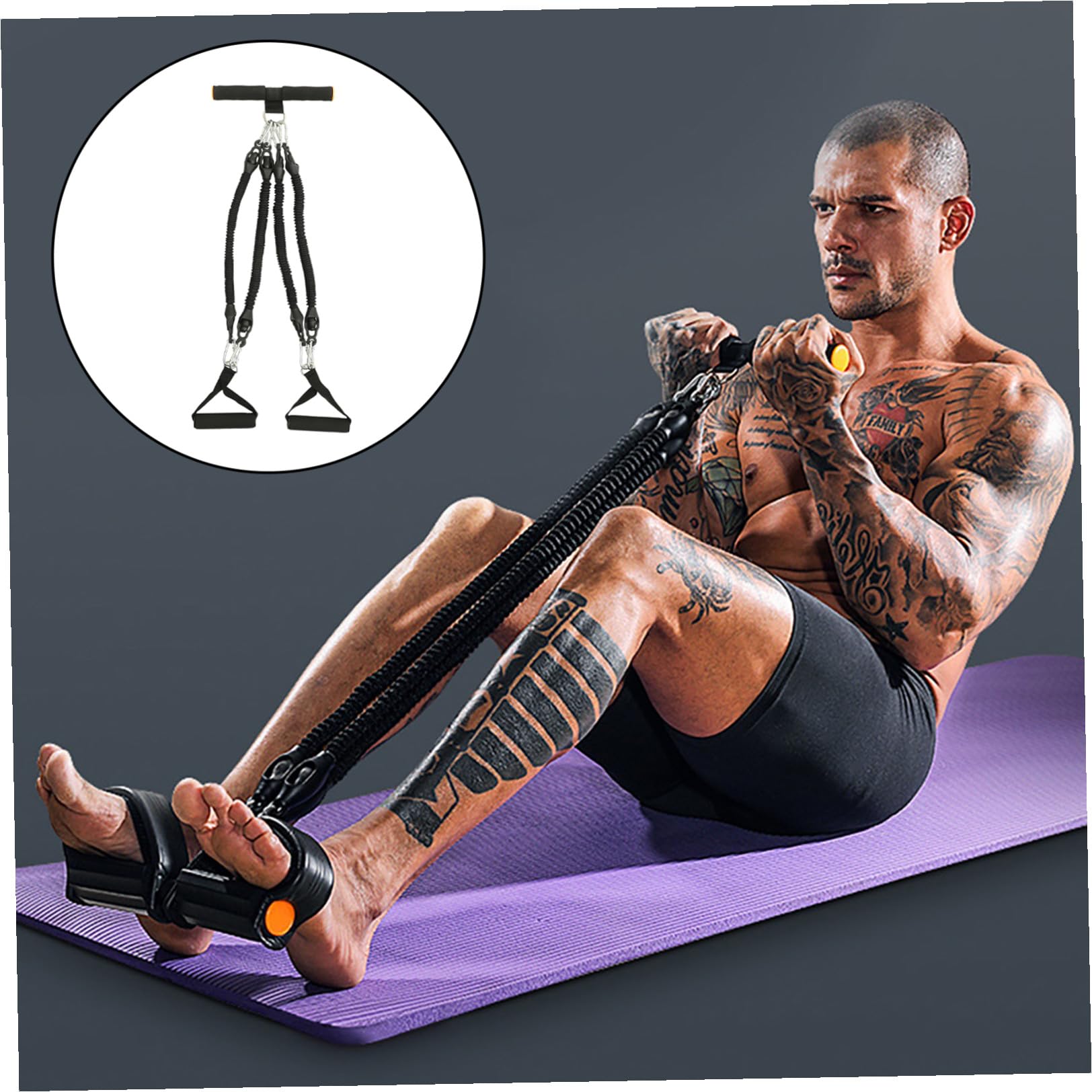 Cabilock Corda Elastica per Addominali con Pedale Resistente per Esercizi di Fitness Casa Fascia Elastica Multifunzionale per Allenamento e Tonificazione senza Logo Design Traspirante e