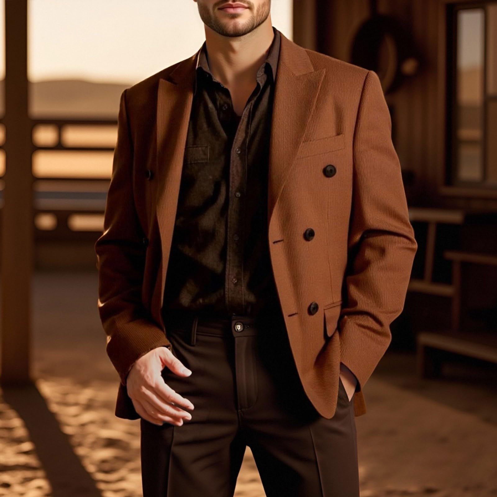 Herren Leder Sakko Slim Fit Männer Blazer Modern Freizeit Leichte Jackett Anzugjacken Reverskragen Sakko Mantel Herrenmode Leder Business Anzug Einfarbig Stilvolle Outwear