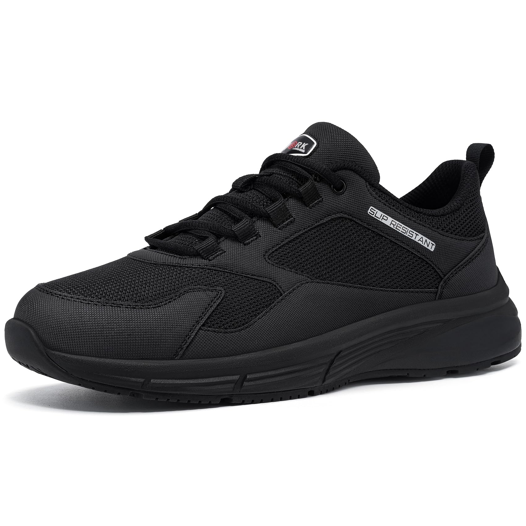 LARNMERN Hombre Zapatos de Cocina Trabajo Antideslizantes Zapatos Hosteleria Zapatillas Cocina Food Service Shoe Camarero Sanitario,Microfibra Negro//45 EU
