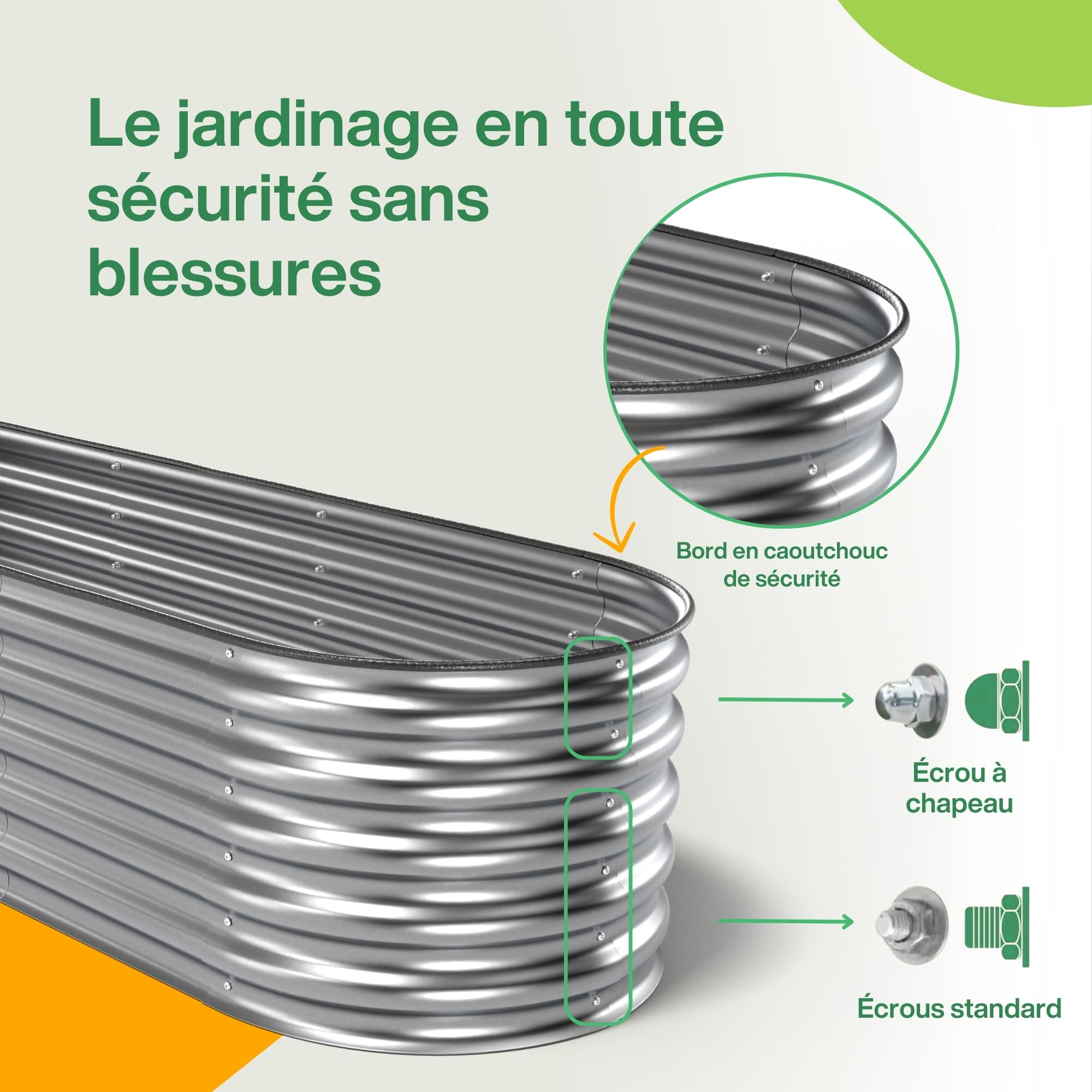 UNIGARDIA Potager Surélevé En Métal 240x60x43 Cm – Bac Jardinière Modulaire 9-en-1 En Acier Premium Inoxydable – Garantie 20 Ans Minimum, Design Argenté Élégant