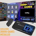 Retro Gaming Console - Wireless Retro Game Stick (Black) - Linux/Unix | 20000+ Classic Games, 9 Emulators, 2.4GHz Wireless Controllers, Plug and Play HDMI Retro Game Console for TV