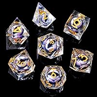 Vista 20 de YEMEKO Beholder's Dargon Eye DND - Juego de dados de ojo de gato con núcleo líquido, borde afilado, hechos a mano para Dungeons and Dragons Ttrpg