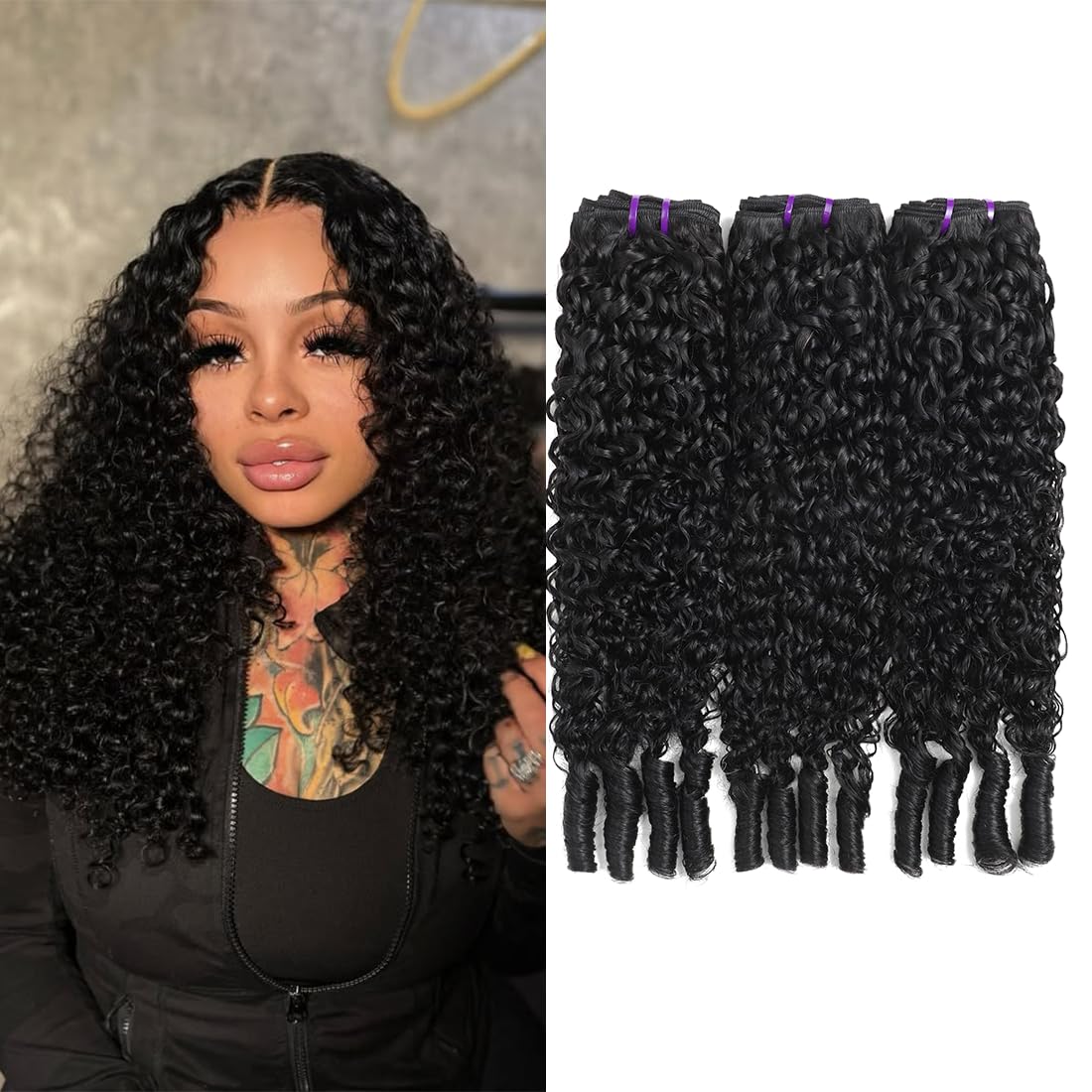 3 Pack 14 16 18 Inch Burmese Curly Human Hair Extensions Sew In Burmese Curly Bundles Human Hair 16 18 20 Inches 3C4A Raw  main image 4