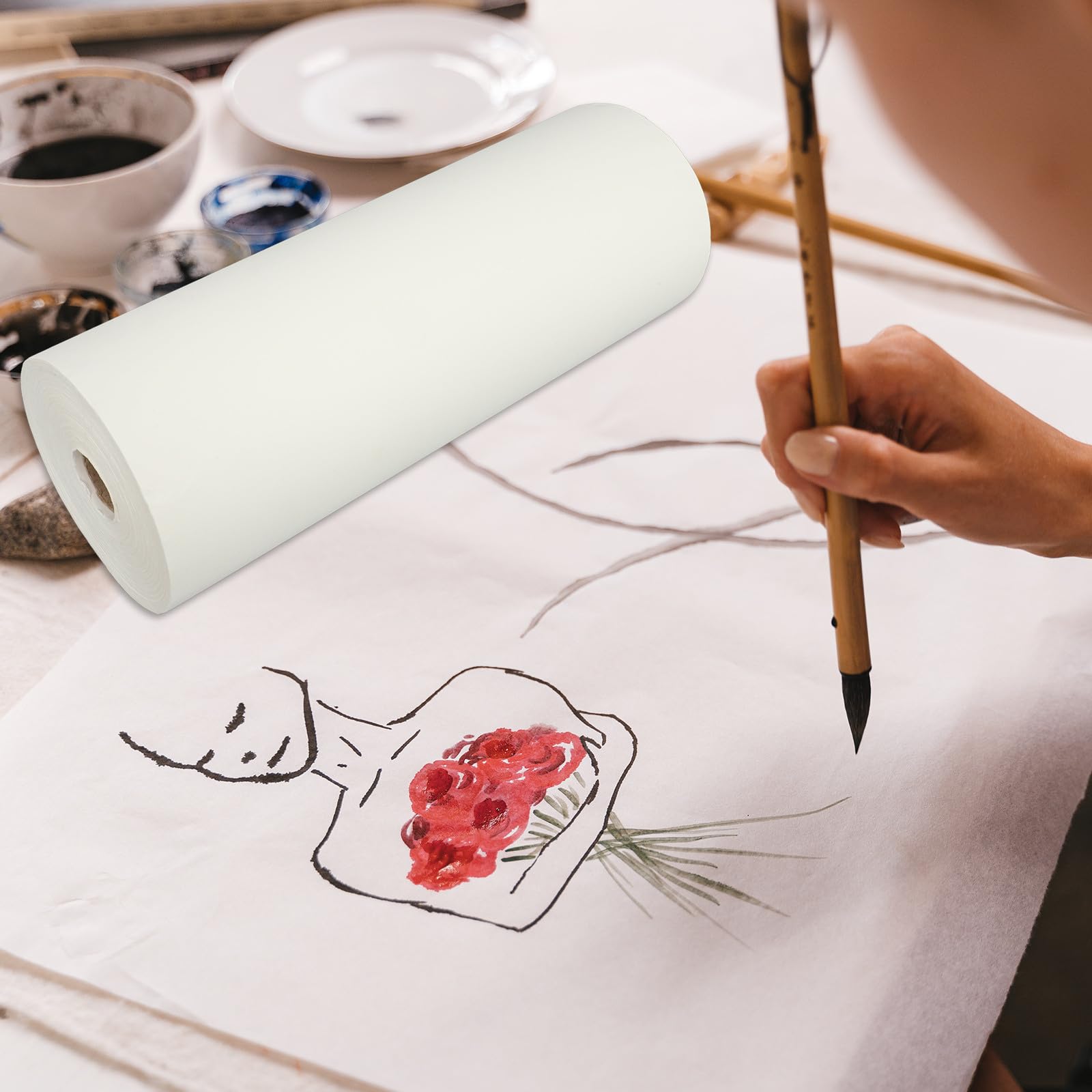 Healvian Rollo de Papel Blanco Grueso para Caligrafía y Pintura Artística