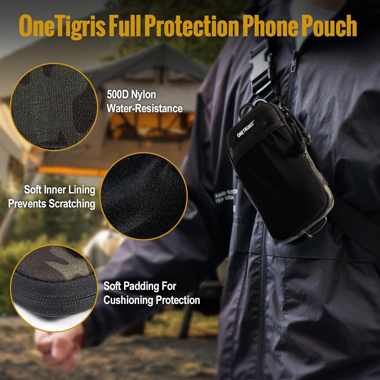 ONETIGRIS Backpack Strap Pouch, MOLLE Phone Holster for Backpack & Belt image 5