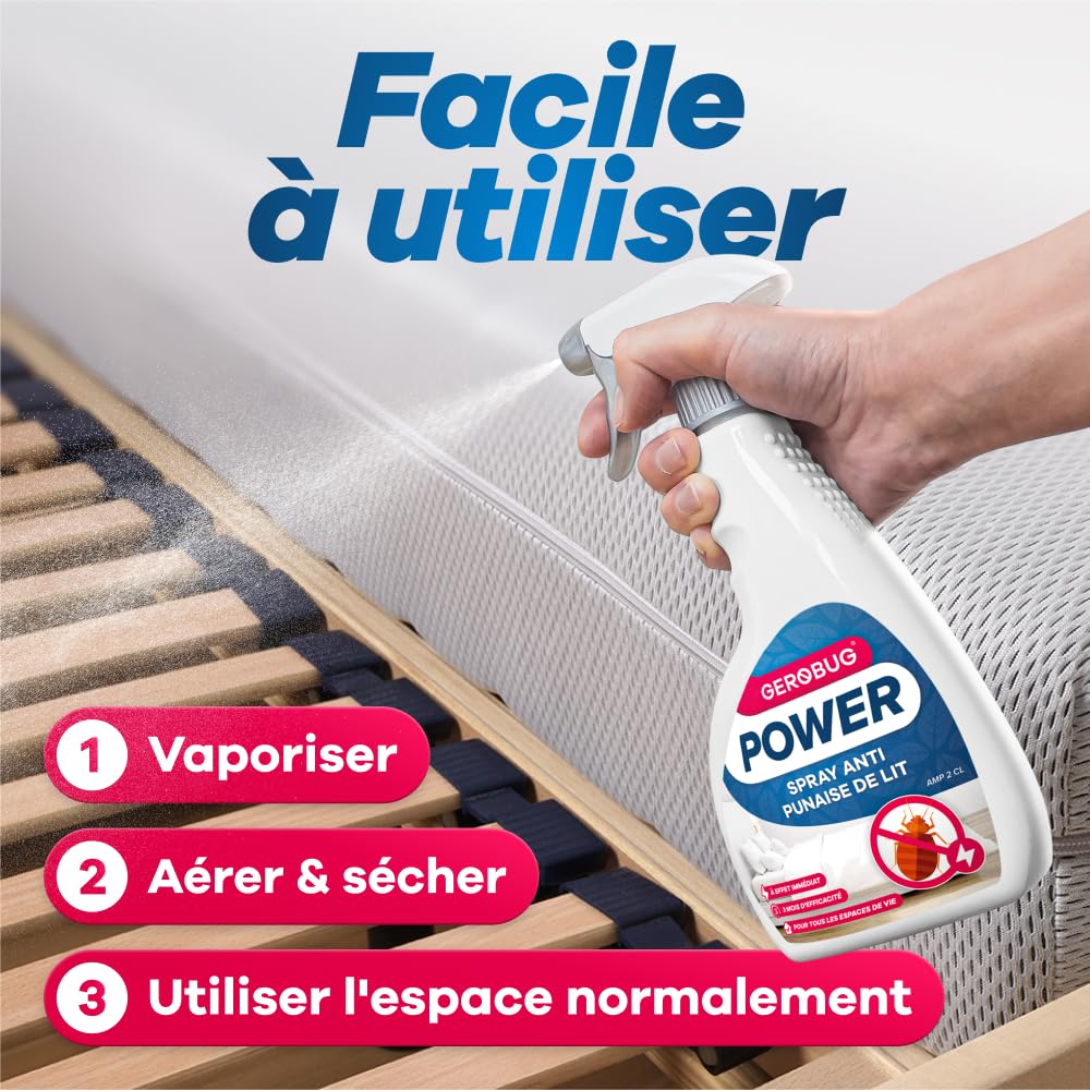 GEROBUG® Spray anti-punaises de lit 500 ml - Un moyen efficace pour lutter contre les punaises de lit