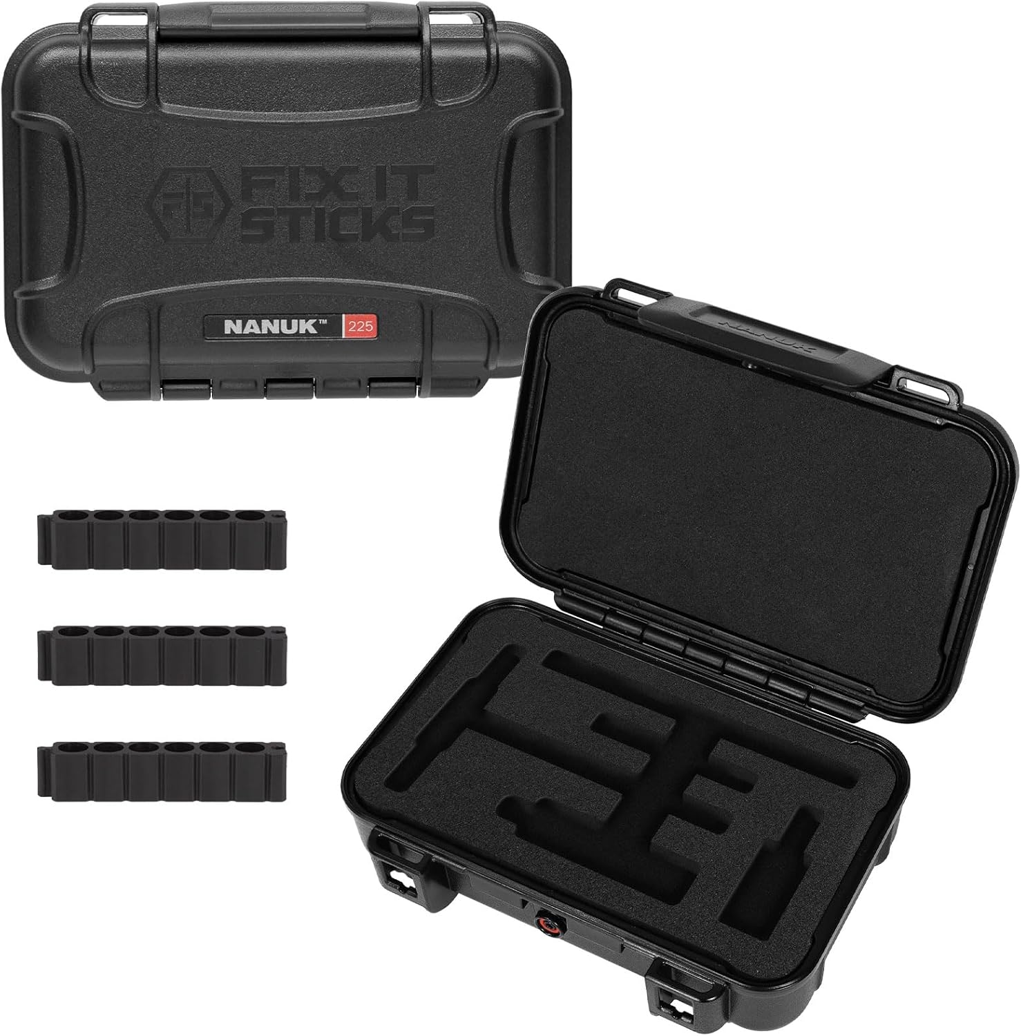 Fix It Sticks Nanuk 225 Hardcase with Custom Foam | Water-Resistant Dustproof Protective Tool Case for Gun & Optics Maintenance | Gunsmithing Accessory Bag with Steel Hardware