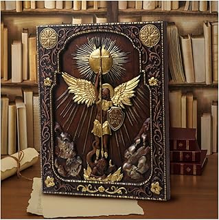 QIADGE st michael the archangel statue Sculpture Wall Hanging Wooden Carved Home Decor Plaque Crafts Christian Gift catholic decor(13.7 * 10.7 in)