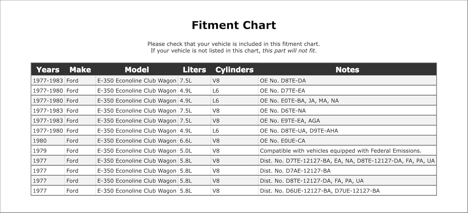 Distributor Vacuum Advance Compatible With Ford E-350 Econoline Club Wagon 1983 1982 1981 1980 1979 1978 1977 P-2171744