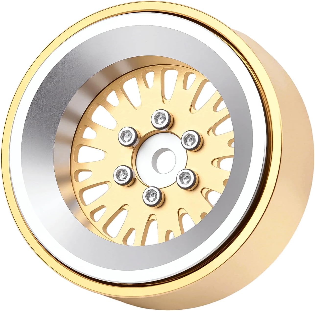DJX 4PCS RC Brass 1.3 Inch Beadlock Wheels 45g/pc Negative Offset -4.25 for 1/24 Axial SCX24 FCX24 1/18 TRX4M Redcat Ascent-18 HPI Venture 18 Upgrade Parts