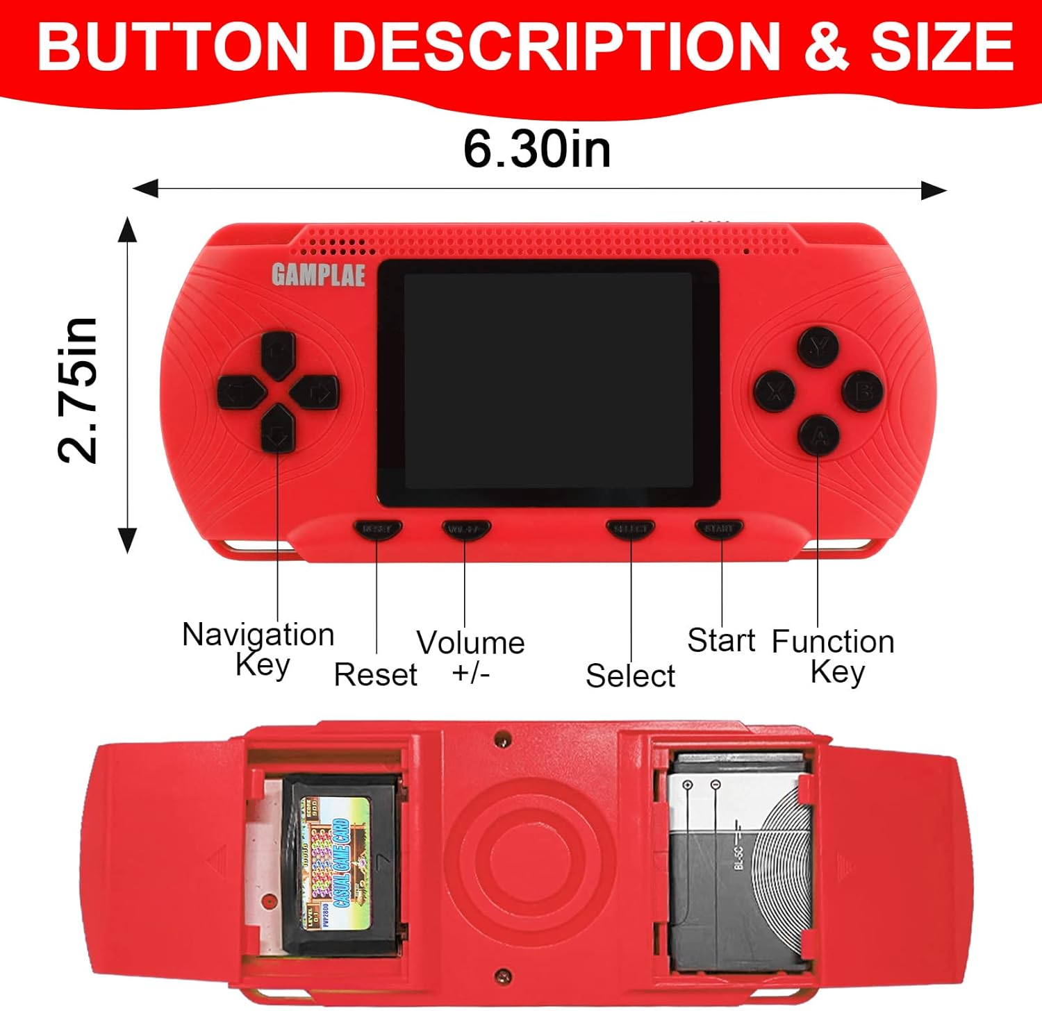Handheld Games for Kids, Handheld Game Console Built-in 258 Video Games, 3" HD Screen, Portable Video Game Console, Christmas Gaming Console, for Kids, Electronic Toys Ages 4-12 Red image 8 of 8 B0DCBZLQ36
