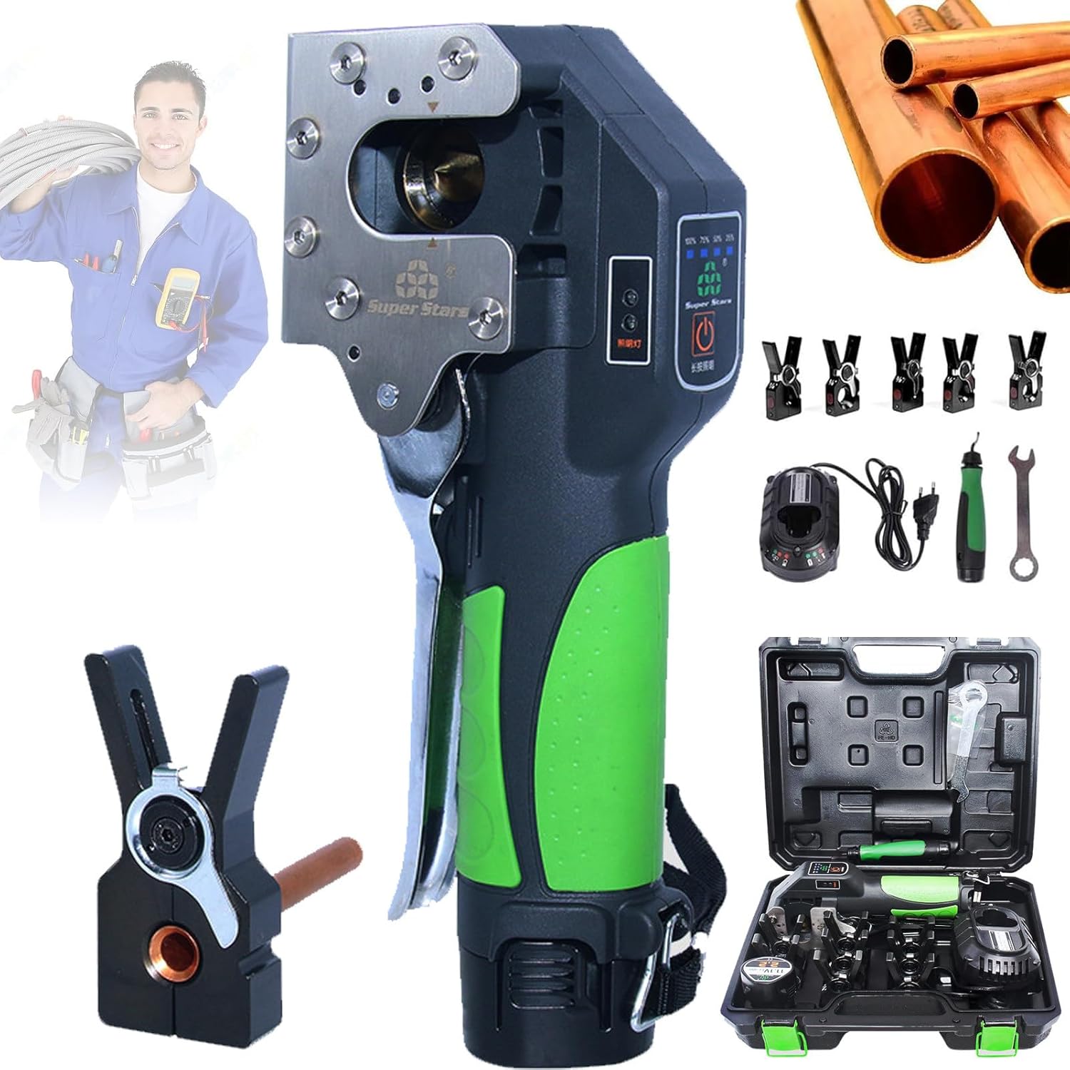 GaRcan Cordless Flaring Tool, 1/4”3/4” Pipe Tube Expander