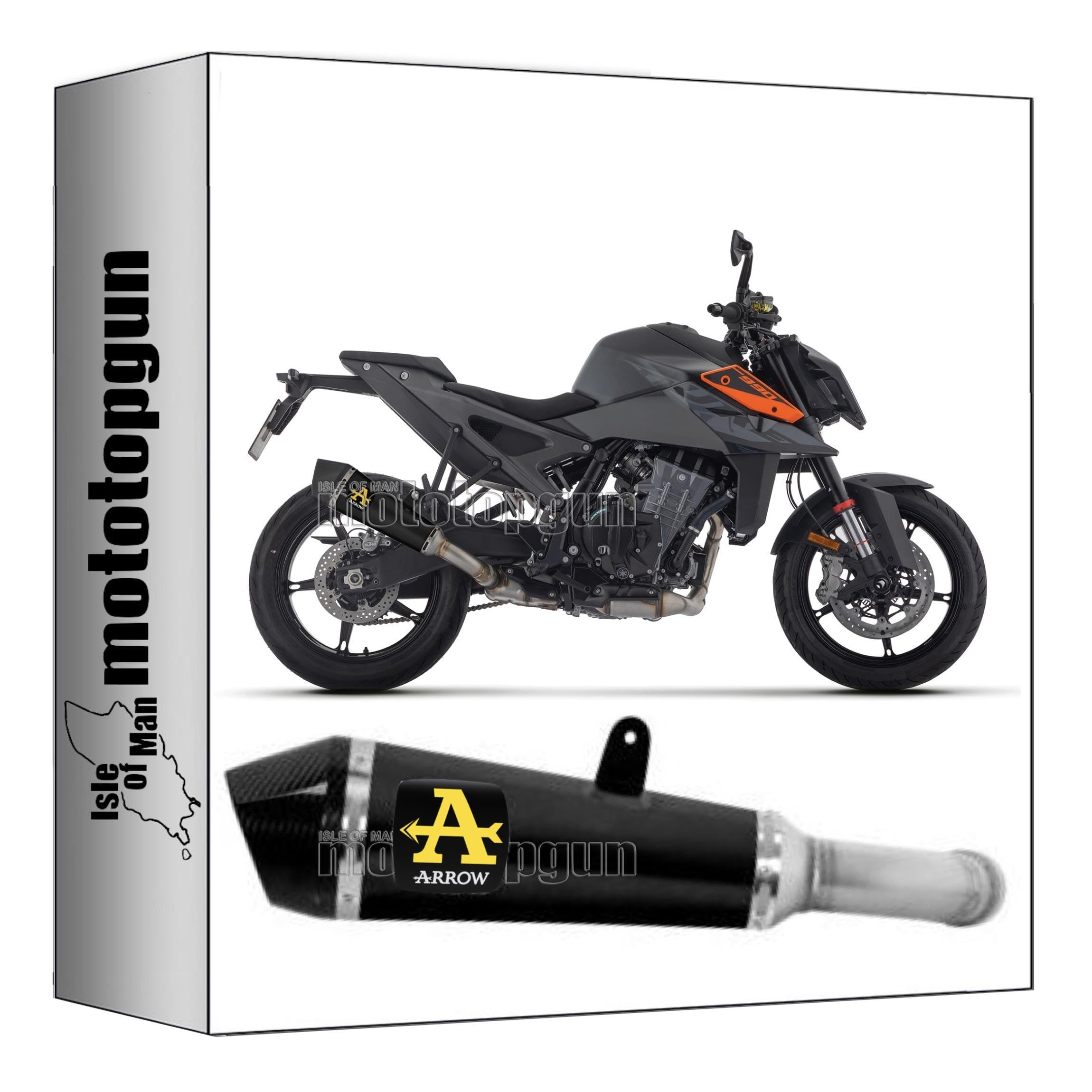 scarico omologato arrow x-kone in nichrom nero con coppa in carbonio compatibile con ktm duke 990 2024 mototopgun 71973xkn