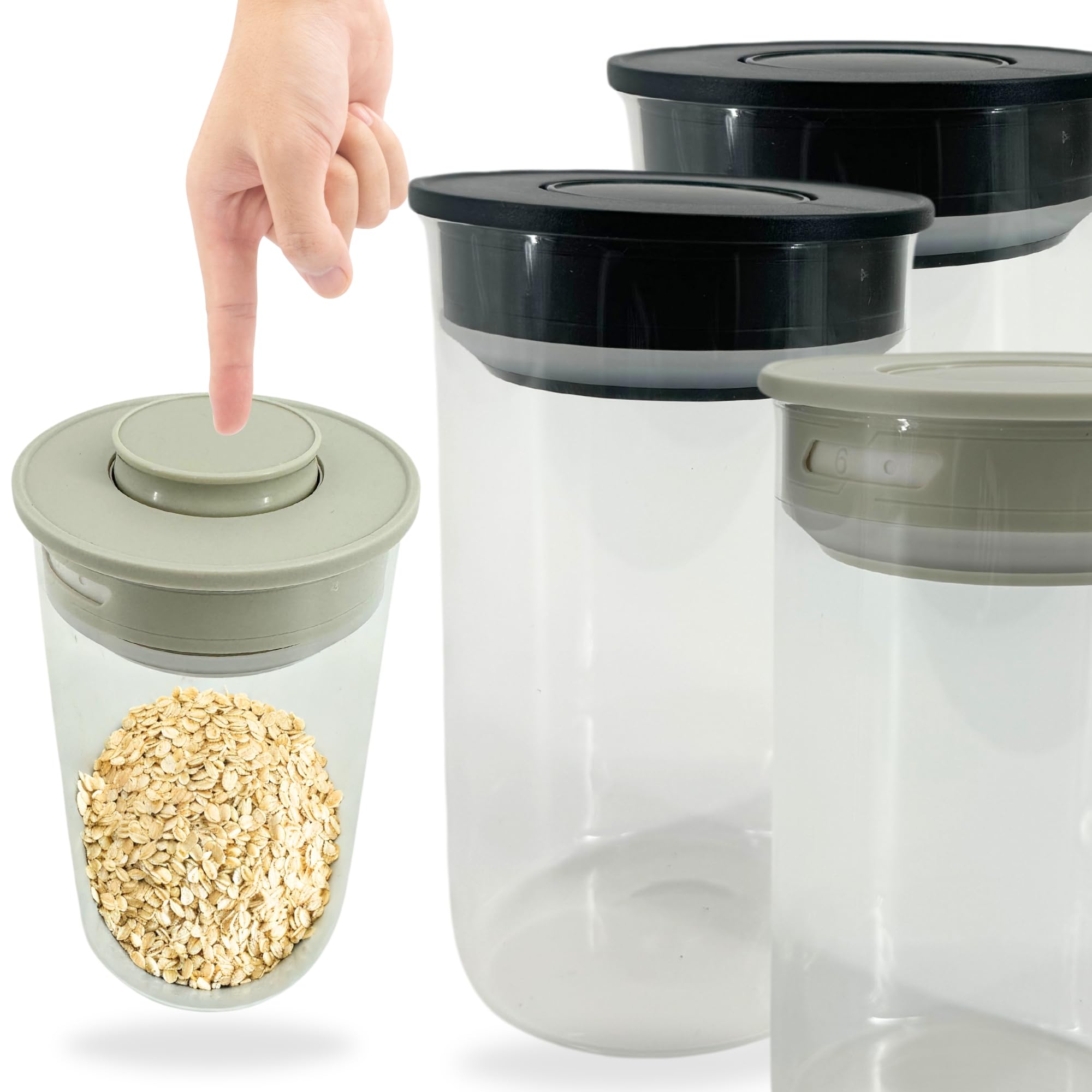 TronicXL Juego de 4 tarros de cristal de borosilicato al vacío, 1000 ml, herméticos, con tapa con cierre al vacío, para cocina, hogar, alimentos