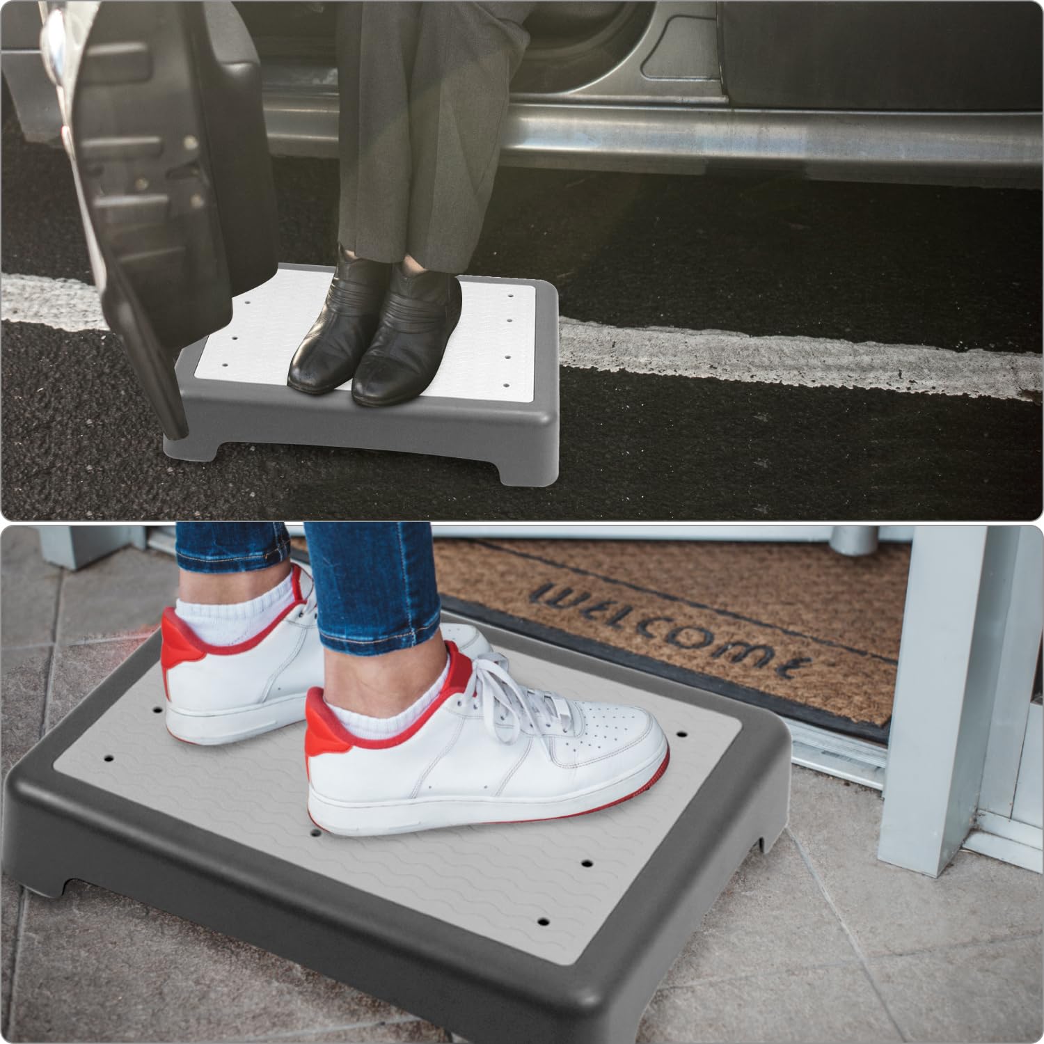 QWORK® Marchepied antidérapant 9 cm - jusqu'à 220 kg de capacité - pour Personnes âgées, Douche, Baignoire, Voiture, extérieur