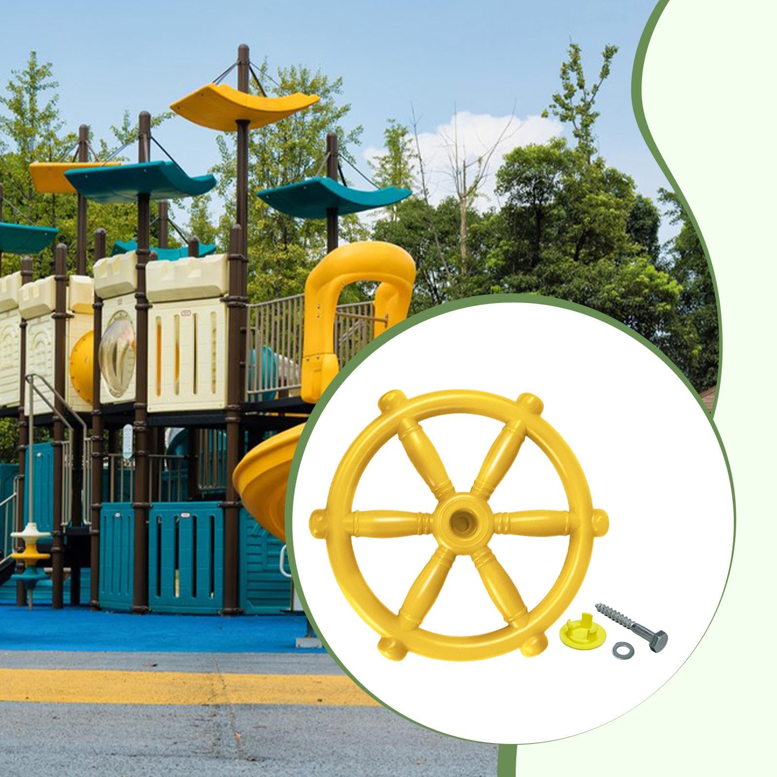 Timón de Barco Pirata Volante Infantil para Casa de Juegos Rueda de Timón para Parque Infantil Accesorio de Gimnasio para Estimular La Imaginación Ade, Amarillo
