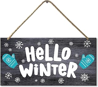 Christmas Sign Rustic Style, Wooden Decorative Farmhouse Wall Hanging Sign, Wooden Sign, Blue Gloves Style Playful Cute Festive Decor Home Doors And Windows Outdoor Decor, Size 30X15cm.