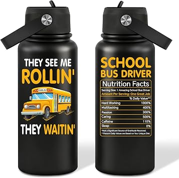 Grifarny Buses Driver Gifts for Men, Women - Bus Driver Appreciation Gifts - Buses Drivers Christmas Gift - School Buses Driver Water Bottle 32 oz