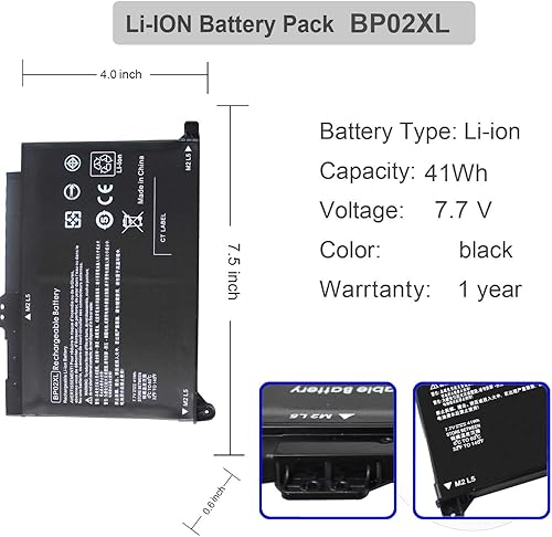 Miniatura 2 de BP02XL 849909-850 - Batería para laptop compatible con HP Pavilion PC 15 Series 15-AU000 15-AU010WM 15-AU018WM 15-AW000 15-AU123CL 15-AW053NR Series
