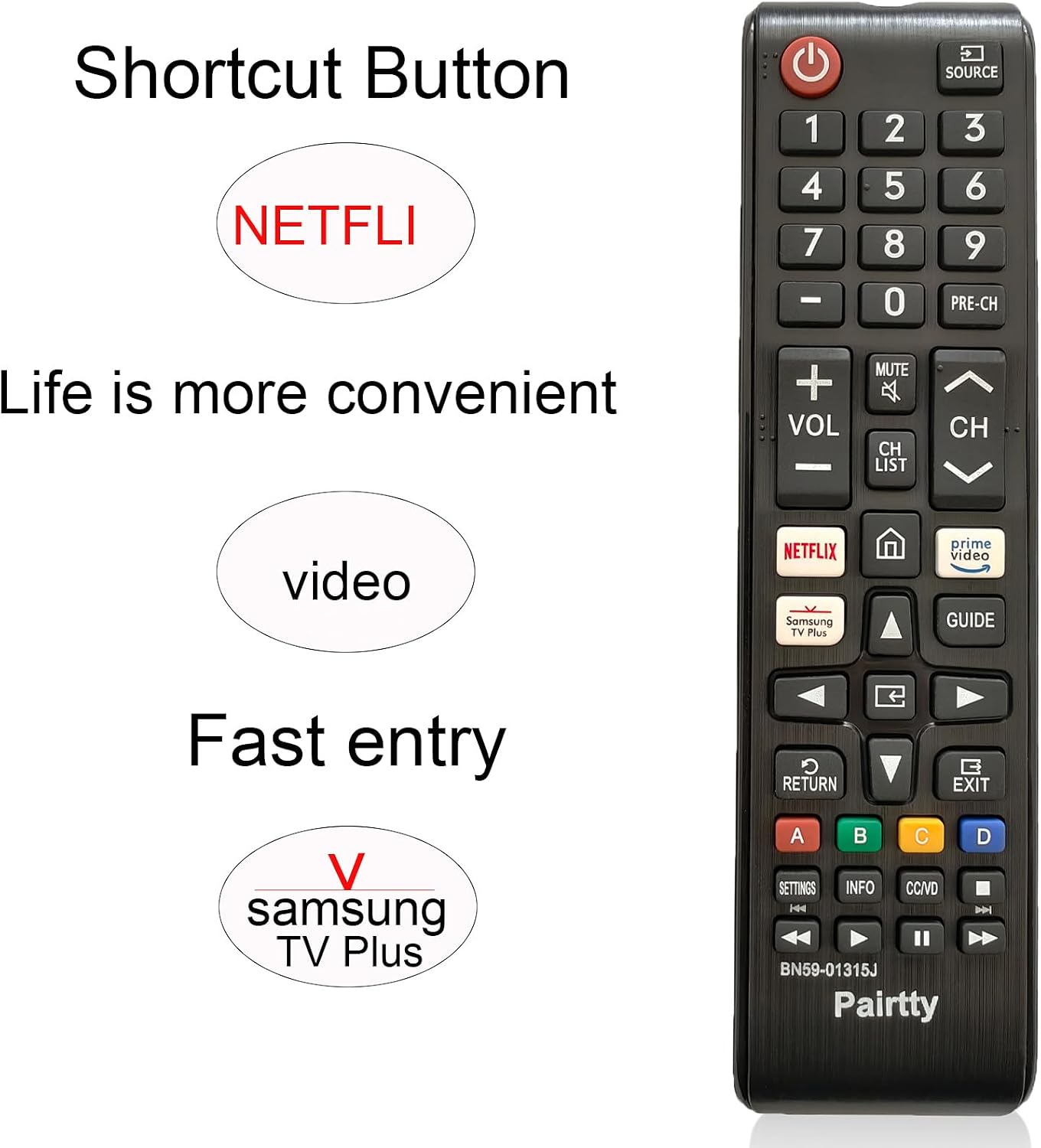 Universal tv Remote BN59-01315J,Replacement for Samsung LCD LED HDTV 3D Smart TVs