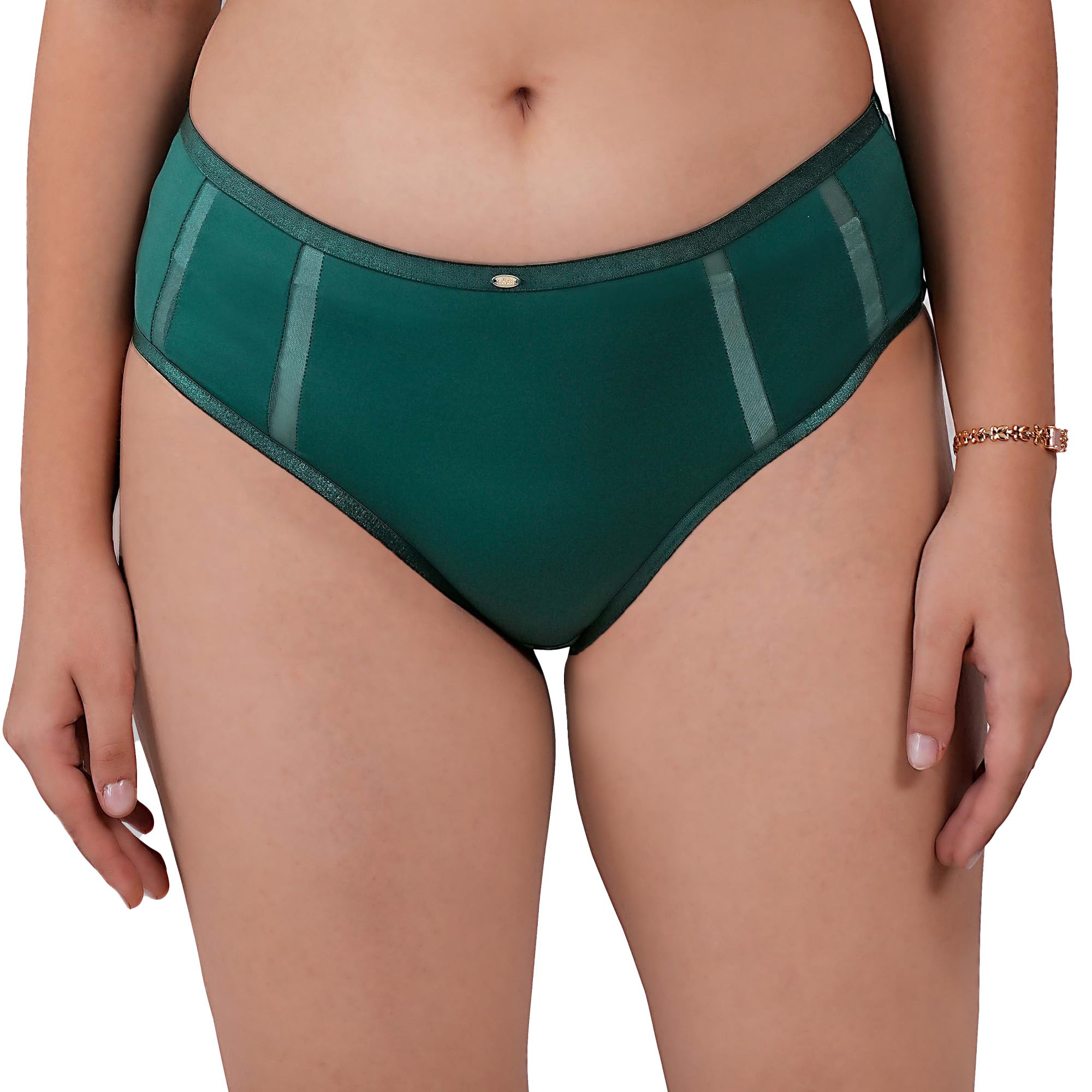 soie Women's High Waist Full Coverage Ultra Soft Mesh Panel Brief-picture-43