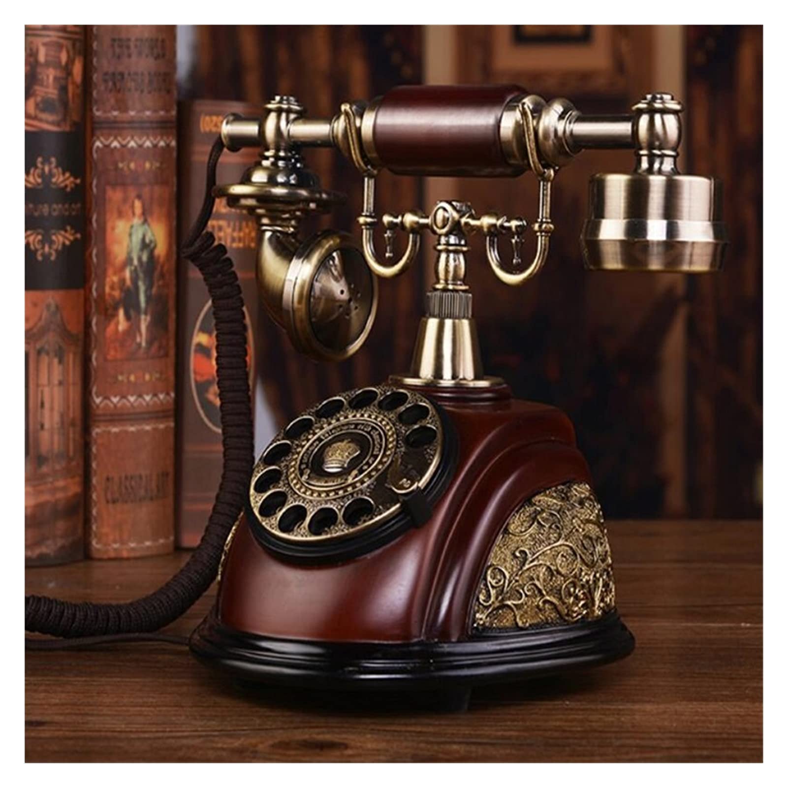 Telefono a Disco Rotante, telefoni fissi retrò Vecchio Stile con Campanello in Metallo Classico, Telefono con Filo con Altoparlante e richiamata per la casa, telef,