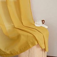 Vista 8 de NICETOWN Cortinas semitraslúcidas con textura de lino, con ojales, tratamiento de ventanas, cortinas verticales de lino con filtro de luz para sala