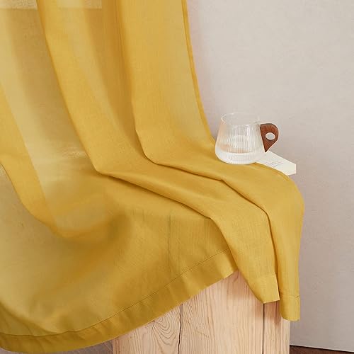 Miniatura 8 de NICETOWN Cortinas semitraslúcidas con textura de lino, con ojales, tratamiento de ventanas, cortinas verticales de lino con filtro de luz para sala