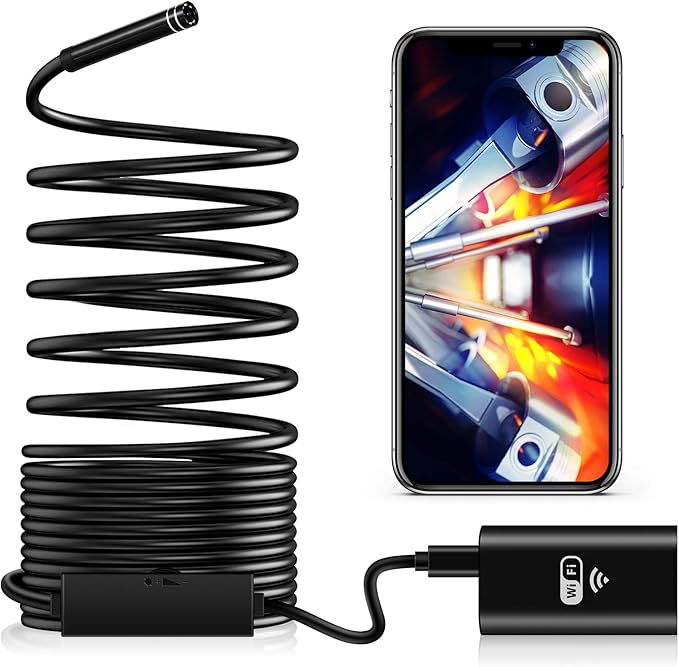 Taope Wireless Inspection Camera, IP67 Waterproof WiFi Borescope Endoscope Snake Camera with