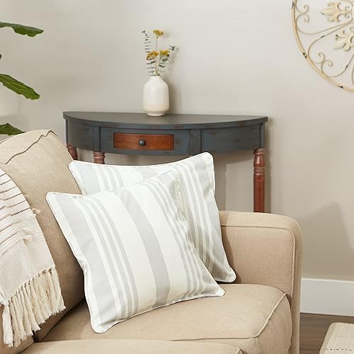 Miniatura 72 de DII Colección de fundas de almohada, algodón reciclado, cremallera oculta, 18x18, rayas cambray, azul brillante, 2 piezas