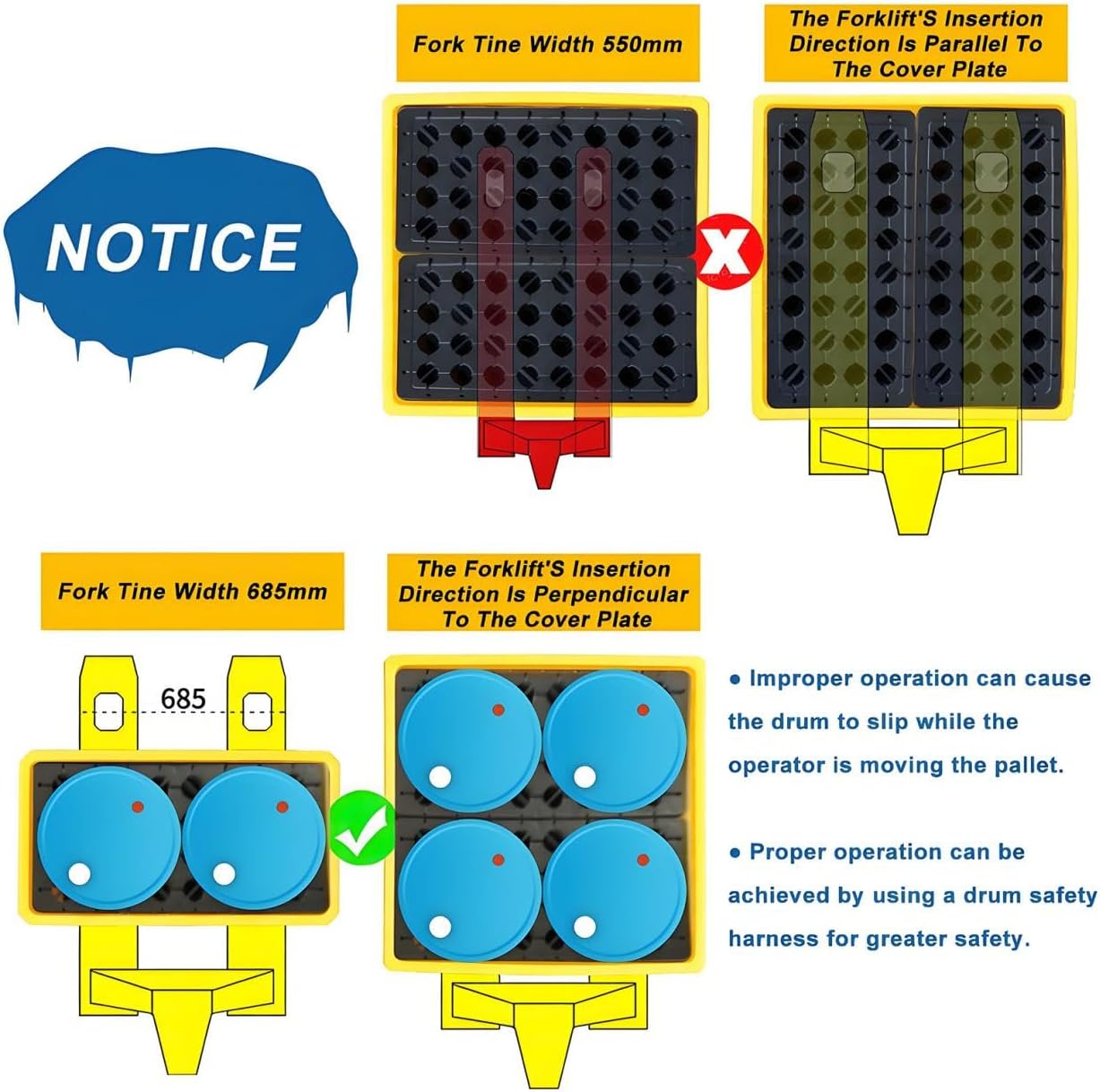 Modular Spill Containment Pallet Tray 67x67cm, Heavy-Duty Oil Spill Platform with Grating, Perfect for Forklift Use & Chemical Storage, Industrial Spill Management Solution
