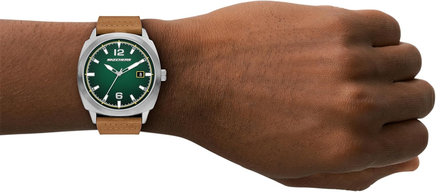 Skechers Men's Hewes Three-Hand Date Brown Leather Watch (Model: SR5274)