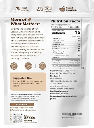 Organic Ginger powder, 2lbs (32oz) | Premium Source for Spice & Seasoning | Great for Baking, Cooking & Tea | Additive Free, Non-GMO, Bulk Supply