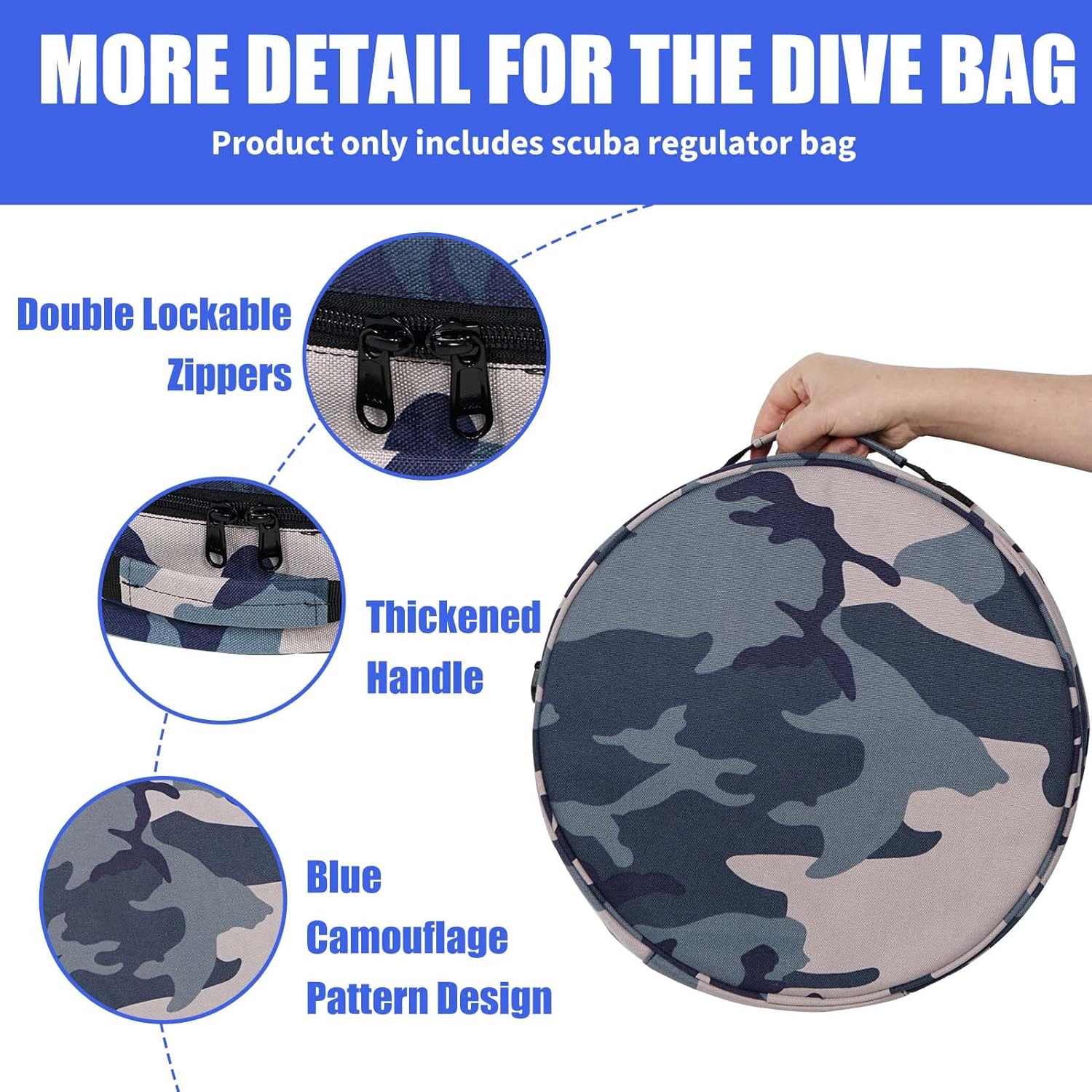 Scuba Regulator Bag, Diving Regulator Protective Bags with Double Lockable Zippers Carry on Bag for Dive Regulator with Adjustable Shoulder Strap - Image 2