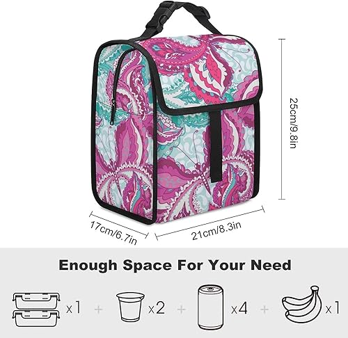 Miniatura 2 de Bolsa de almuerzo aislada, bolsa enfriadora reutilizable para hombres y mujeres, bolsa de picnic para preservación del calor, compatible con patrón