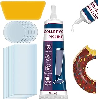 Kit Réparation Piscine, Haute Résistance Kits Entretien Spa, Durable, Kit Réparation Spa Gonflable, Étanche et Transparent, Pour Matelas Pneumatiques, Matériaux en EVA, Structures Gonflables (60ml)