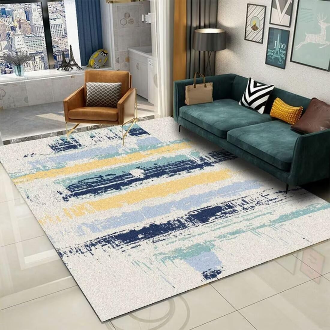 Tapis jeux enfant abstrait 70x200cm pour aménager un salon moderne