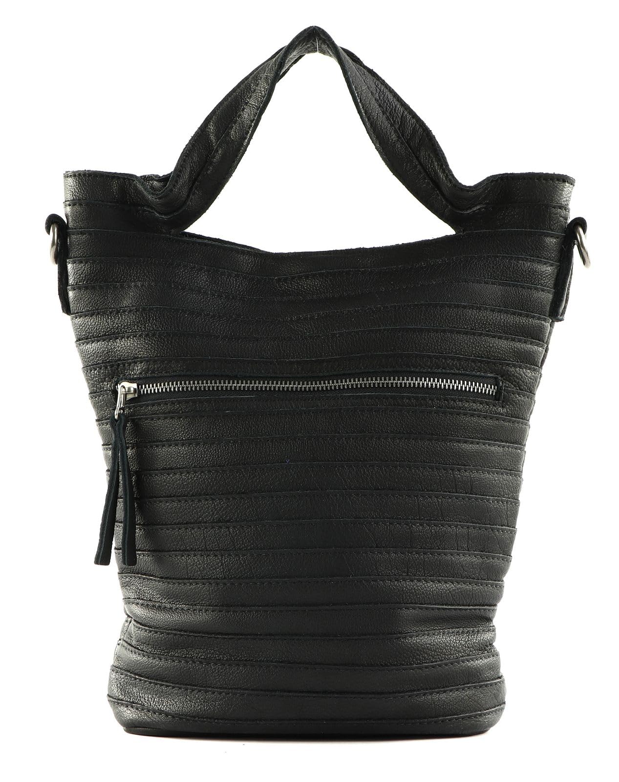 FREDsBRUDER Leder Umhängetasche Ibbick Bucket Shopper Black schwarz