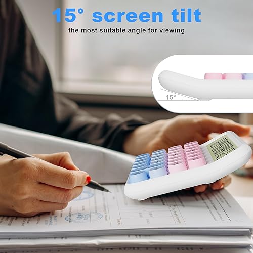 Miniatura 5 de DECKLIT Calculadora de escritorio con batería, pantalla LCD extra grande de 12 dígitos, botones grandes fáciles de presionar, pantalla de 15