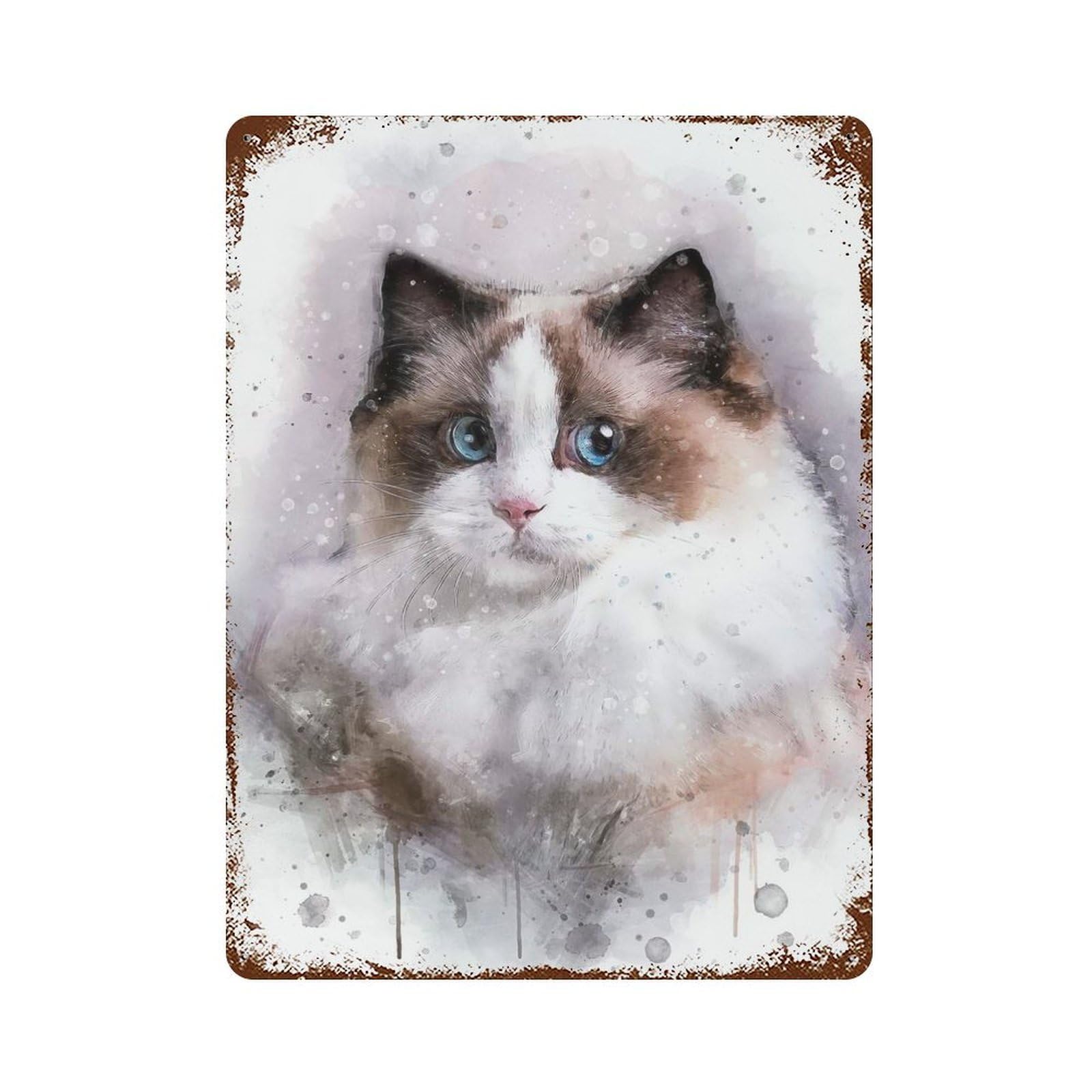 Ragdoll Watercolor Vintage Metal Tin Sign 15.7"x11.8", Retro Wall Decor for Office, Studio And Wall Decor