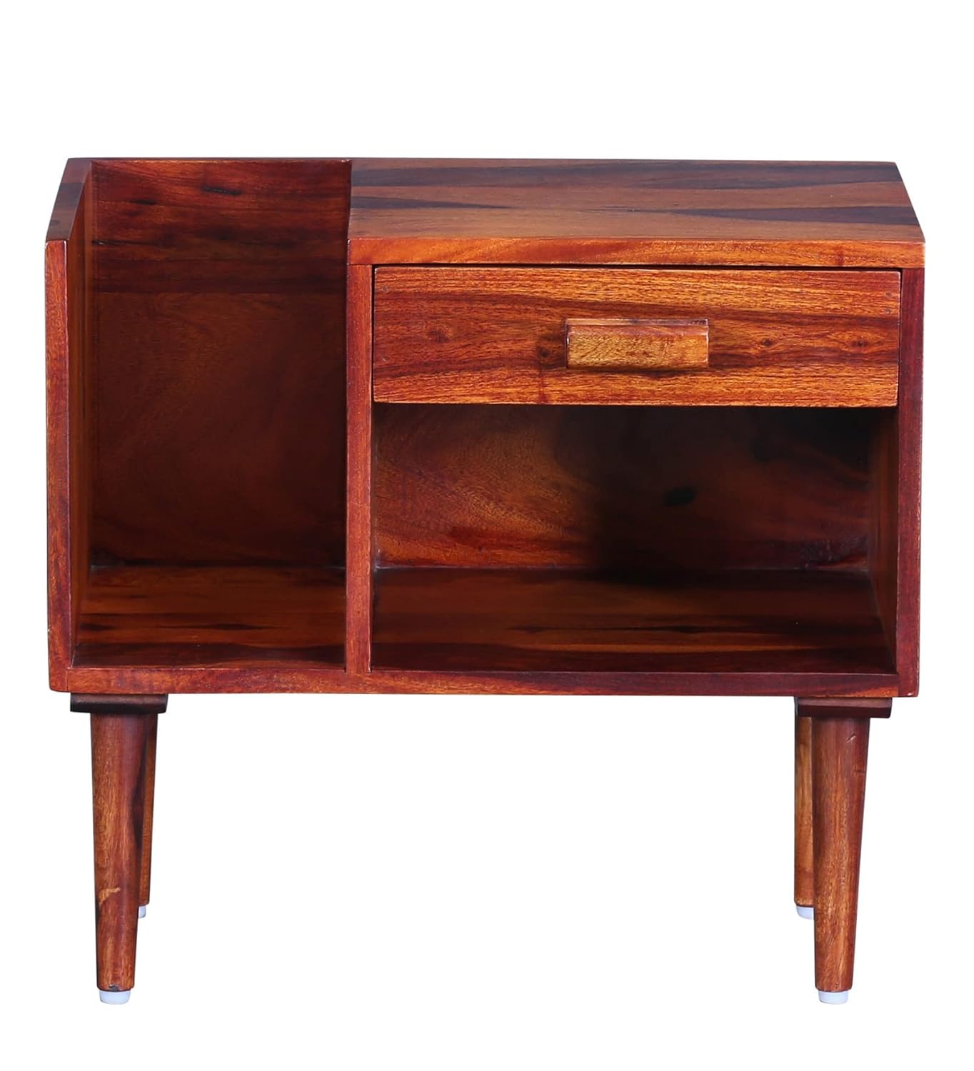 KD FURNITURES Sheesham Wood Bedside Table with 1 Drawer and Shelf Storage Wooden Bedside Table