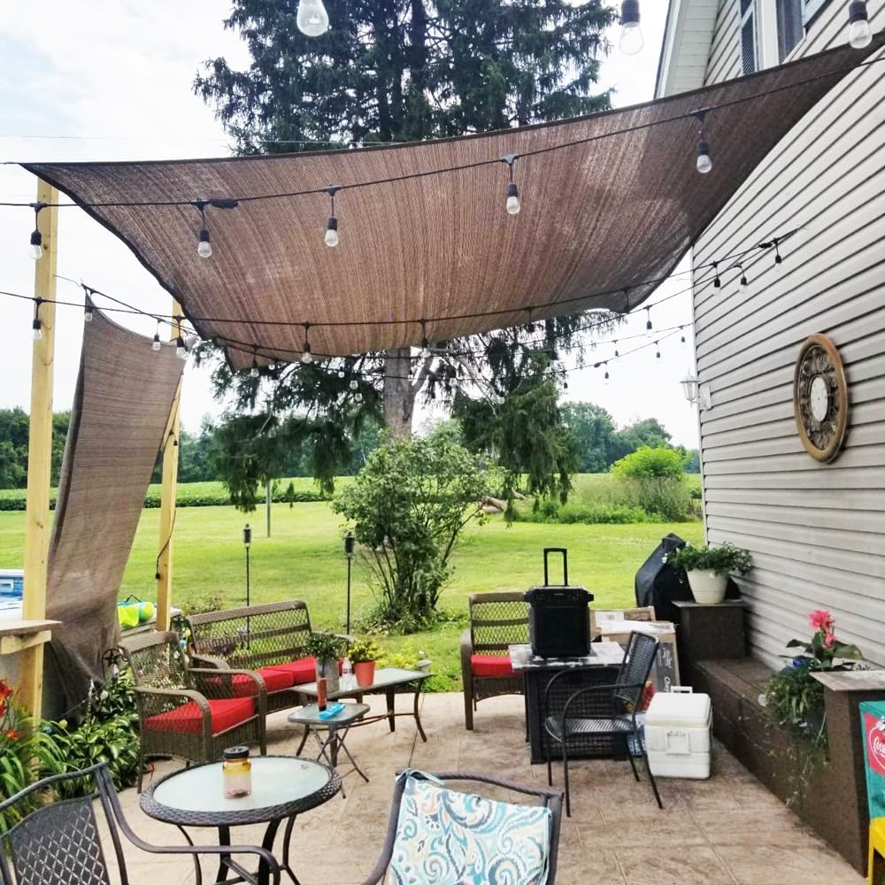 Sun Shade Cloth 12x20 FT, UV Block Outdoor Patio Shade Cover, Permeable and Tear Fade Resistant Rectangle Sunshade Fabric for Backyard, Porch, Pergola, Yard, Deck, Garden, Mocha